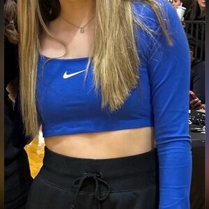 Nike Women's Royal Blue Long Sleeve Crop Top